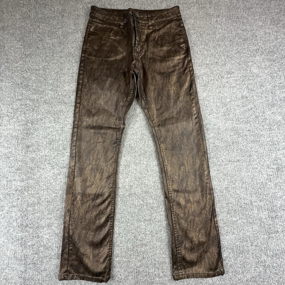 Liverpool Jeans Womens 6/28 Brown Mid Rise Straight Snake Print Jeans LM3000PB04